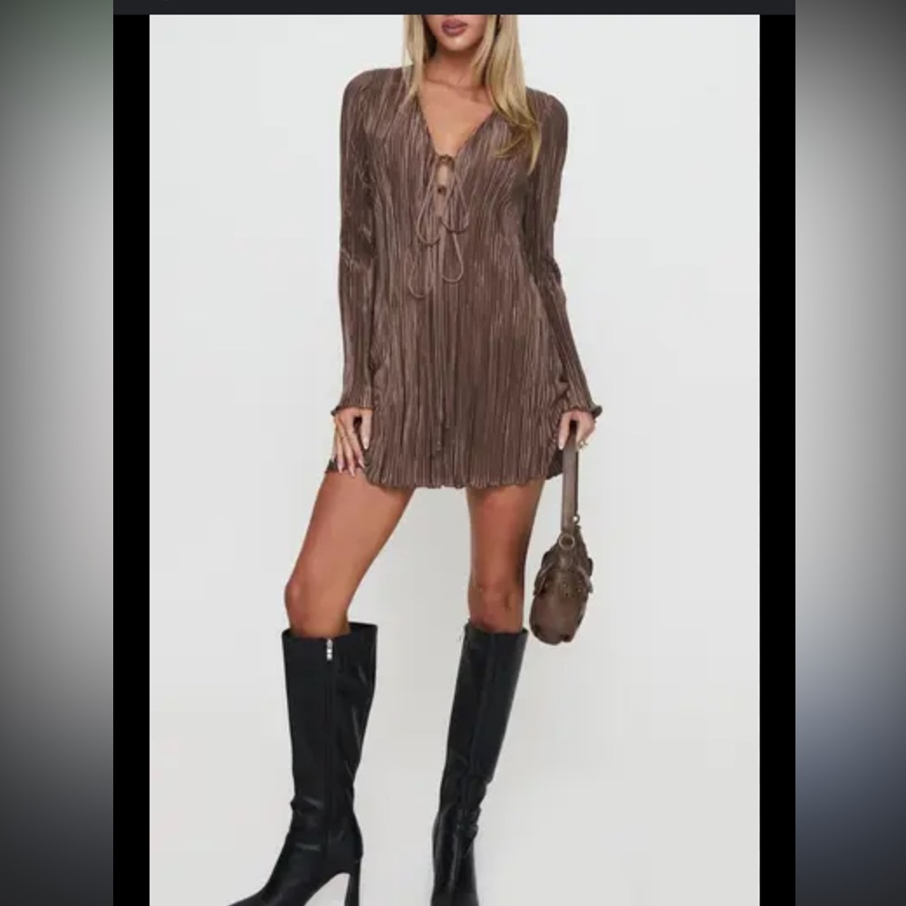 Princess Polly Brown Long Sleeve Dress
